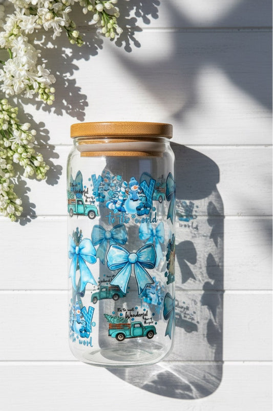 Blue Winter Wonderland Cup | 16oz Glass