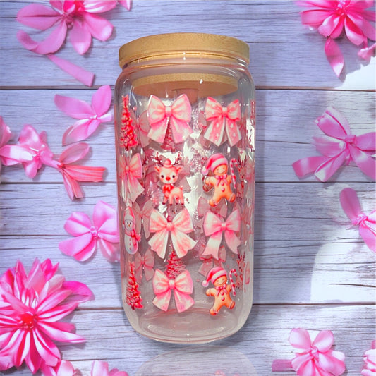 Pink Gingerbread & Bows Christmas Cup